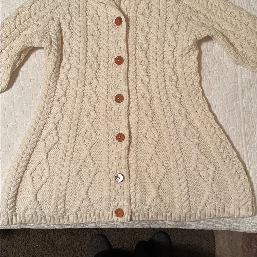 Aran Sweater Market Cable Knit Tunic Length Cardigan - Picture 6 of 7